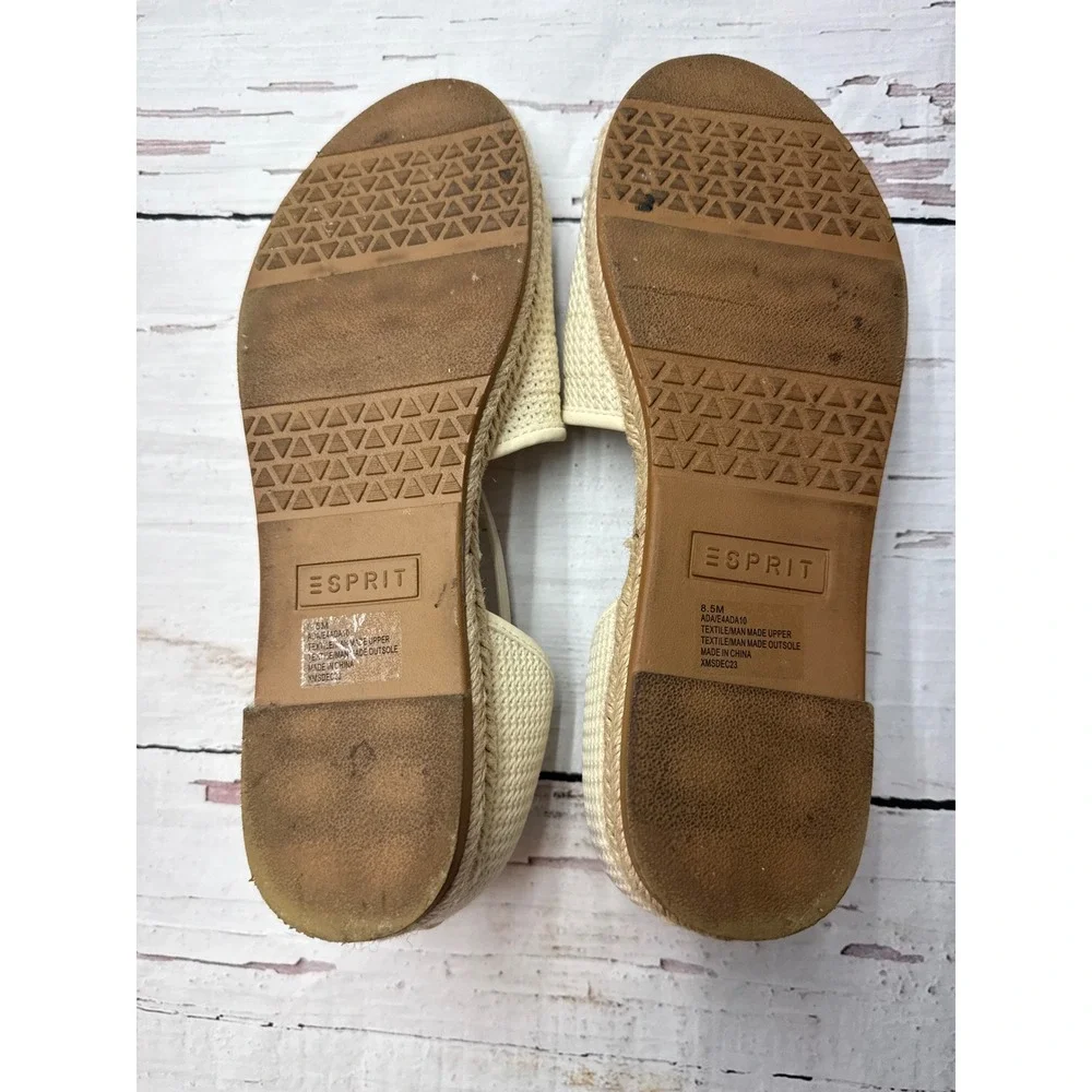 Esprit Ada Cream Beige‎ Woven Espadrille Flat Sandals Womens 8.5M Boho-Chic